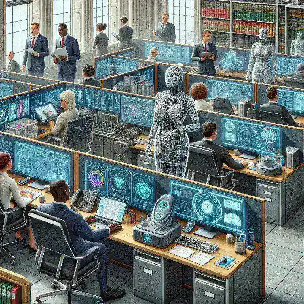 "Microsoft AI technology enhances UK government efficiency, saving 26 minutes per worker, illustrated by a diverse team of professionals collaborating on digital devices in a modern office setting."